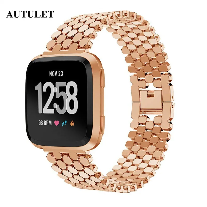 Лучшие Fitbit Versa Смотреть полоса ремни/Bling металлический из нержавеющей стали