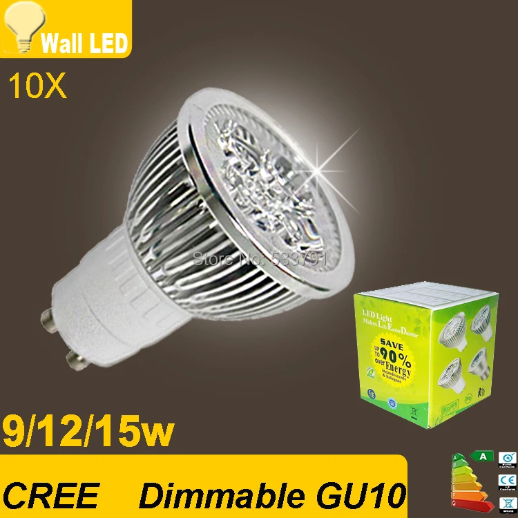 10x Cree GU10 led 9 Вт 12 Вт 15 Вт ГУ 10 cob Светодиодная лампа AC85-265V CE/RoHS теплый/холодный белый