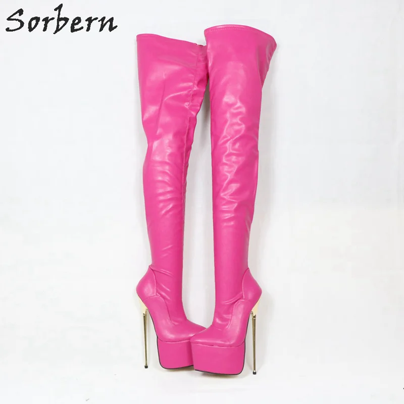 Gabelung Plattform Color Für Spitze Schuhe Heels Hohe Heißer Metall Matt Mode Lange Rosa Dünne Custom High Boot Stiefel Benutzerdefinierte Zehen Sorbern peach Frauen Damen 7wxtSq1Y