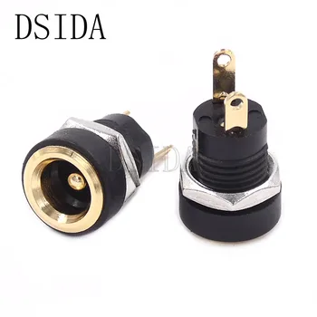 

10PCS/lot golden DC-022B 5.5x2.1mm 5.5 X 2.1 mm Female DC Power adapter dc jack connector DC022B DC power plug male 5.5*2.1mm