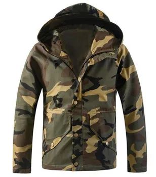 

2018 Turn-down Collar Casual Full Sleeve Camouflage Clothing With Cap Loose Plus Size Camouflage Coat New Man Jackets