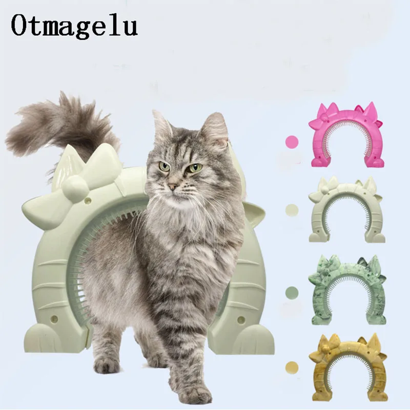 Plastic 2 In 1 Cat Dog Door With Hair Brush Security Flap Gate Home