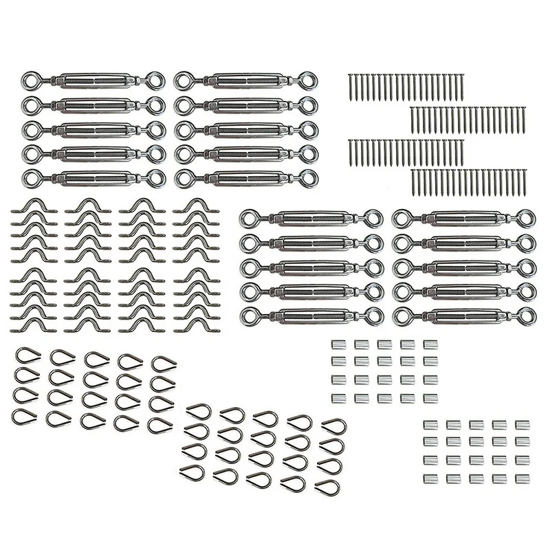 

20 Pack Heavy Duty Stainless Steel Cable Railing Kits For Wood Posts, Diy Balustrade Kit With Jaw Swage Fork Turnbuckle Ck01