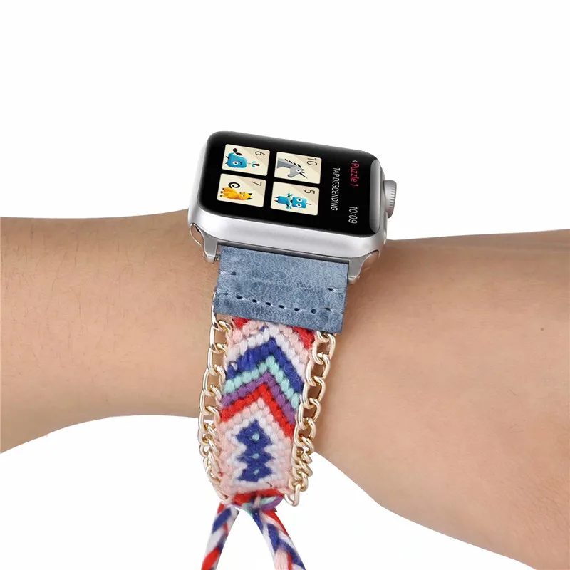 Плетеный нейлоновый ремешок для часов для Apple Watch Series 5/4 44 мм 40 мм гибкий браслет с застежкой на шнурке для Iwatch 42 мм 38 мм