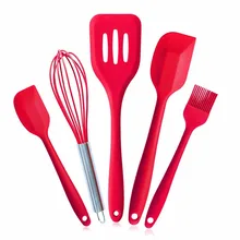 5 unids/set práctico cocina cocinar pasteles de silicona para hornear set h espátulas herramientas pincel de cocina diy de la hornada herramientas gadgets