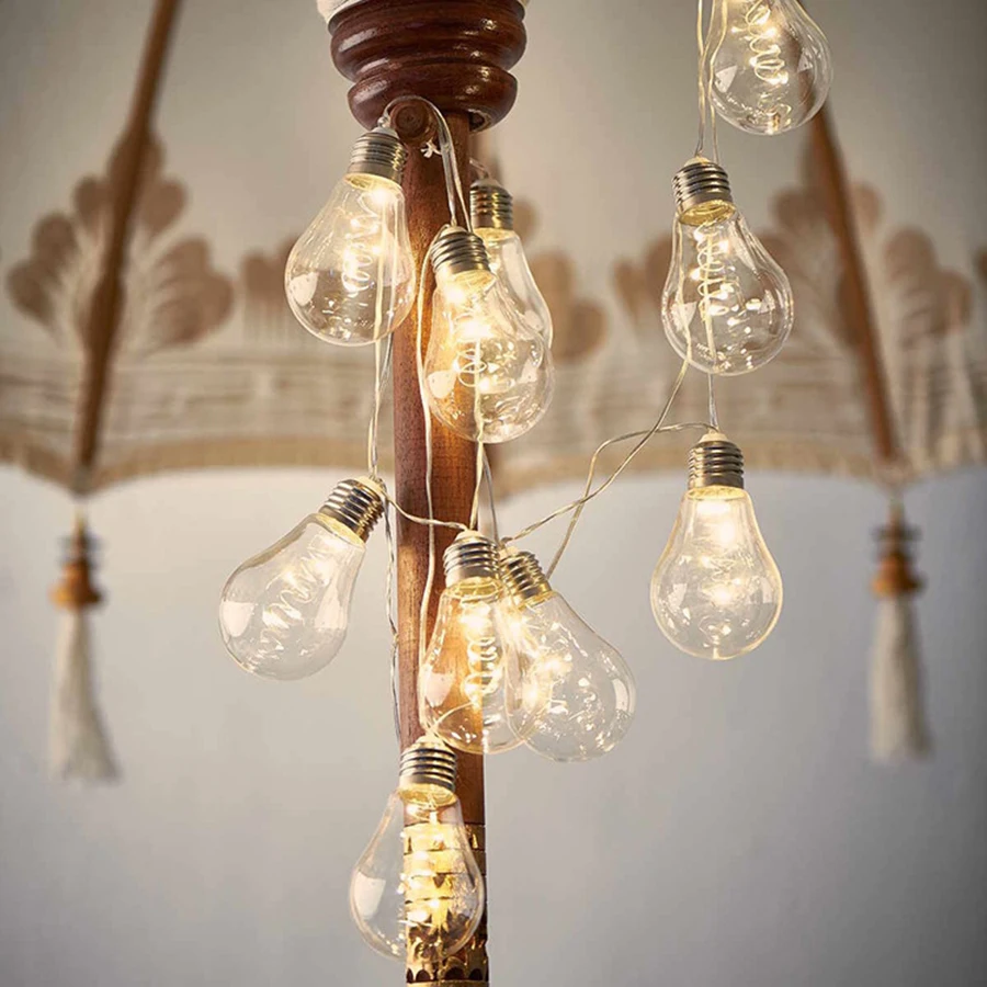 

Thrisdar 4M 10 LED Big Globe Bulbs LED String Fairy Light Battery Powered Copper Wire Globe Christmas Wedding Holiday Garland
