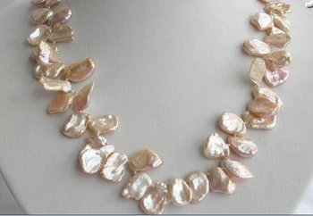 

AA 002386 stunning big 18mm baroque pink keshi reborn freshwater pearls necklace