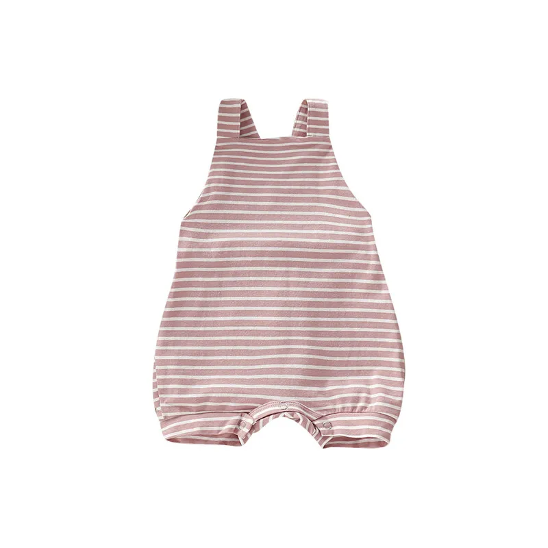 

Newborn Baby Boys Girls Overall Strap Shorts Romper Toddler Kids Ruffle Striped Jumpsuit Summer Playsuit Clothes Outfits 0-3Y