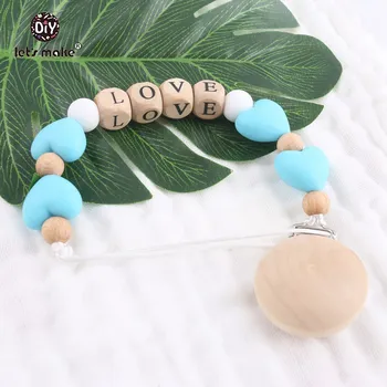 

Let's Make 1pc Silicone Heart Beads Personalised Pacifier Chain Baby Teethers Organic Soother Clip Customize The Baby's Name