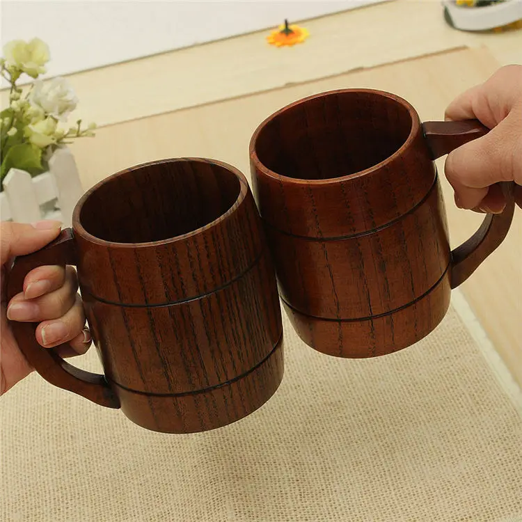 Handcraft Wooden Mug Creative Wood Tumbler Beer Mug Coffee Tea Cup Home Bar Drinkware Wood Gifts (4)