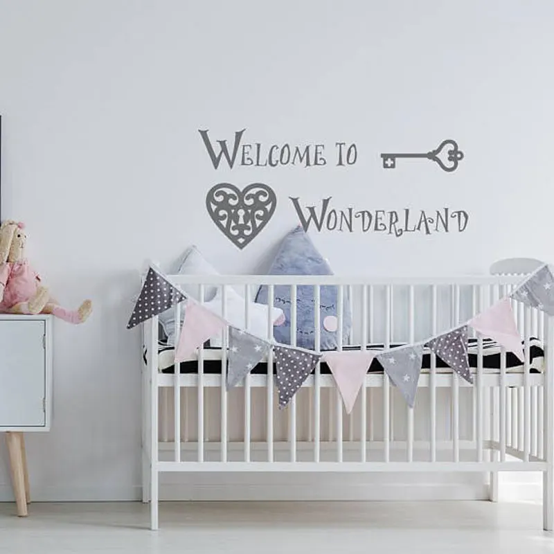 Наклейка на стену с надписью Alice In Wonderland Welcome To наклейка для детской комнаты декор