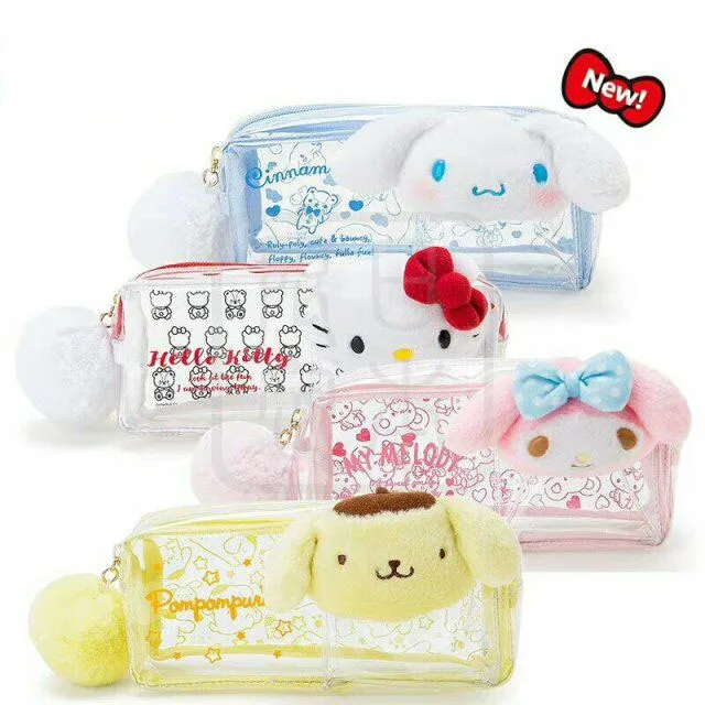 

Cartoon Plush My Melody Cinnamoroll Pudding Dog Transparent PVC Cosmetic Bag Kids Pen Case Phone Bag Girls Gifts Storage Bag