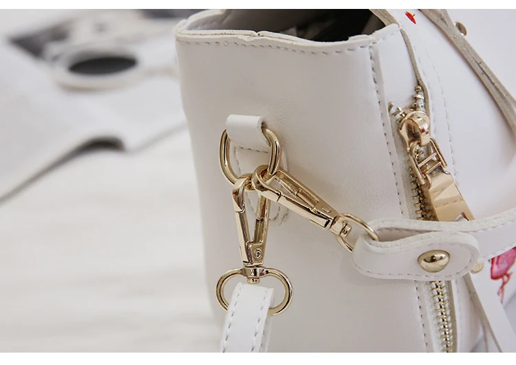 Embroidery flamingos and hearts women bag chain decoration leather handbags small women messenger bags women crossbody bags