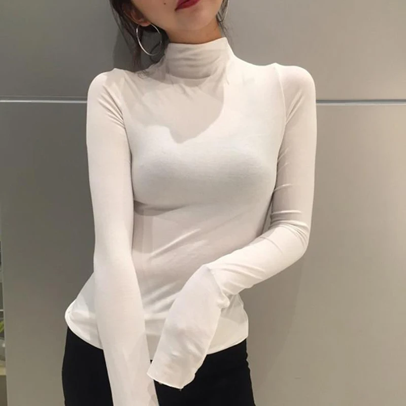 

Women Vintage Streetwear Long Sleeve Cotton Mesh Punk Tee T Shirt Stretch Tops Undershirt Pullover Tshirt Top Shirts Women Femme