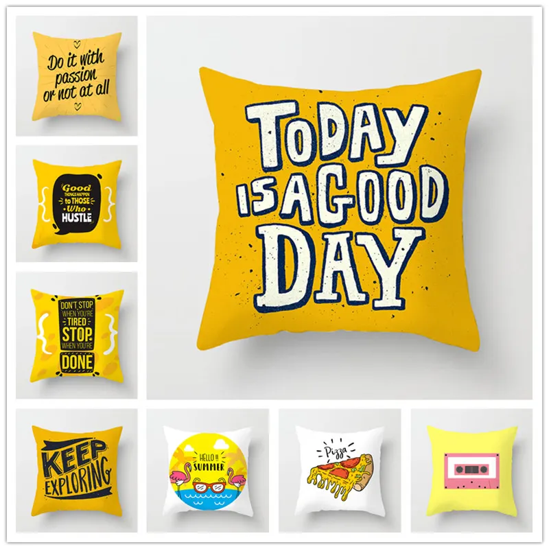 Polyester Peach Skin Today is a Good Day Pillow 45x45cm For Sofa Decorative Cotton Throw Car Decor Couch Pillows | Дом и сад