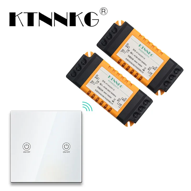 

KTNNKG 2 Channel Relay Wireless Remote Control Switch 433Mhz + 2pcs Switch Control for Garage Door Lighting Curtains Led Lamp