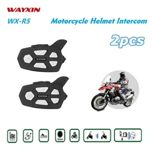 2 UNIDS R5 Intercom Headset Bluetooth Intercom 1000 M Bluetooth de La Motocicleta Intercom Interphone Radio Incorporada de FM Radio Casco Moto