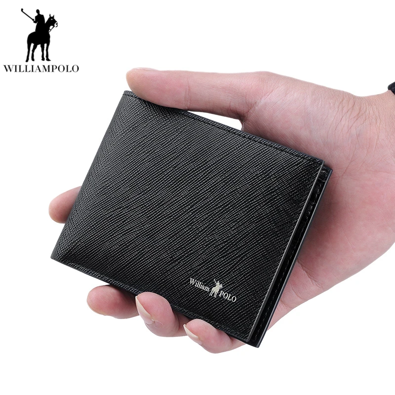 

Williampolo Fashion Genuine Leather Luxury Design Men Short Bifold Wallet purse Male supreme purses Credit card holder PL171335