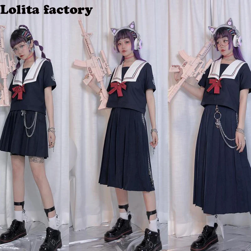 

Japanese Bad Girls JK Uniform Basic Pleated Skirt Excellent Students Super-long College Dresses JKFL0010