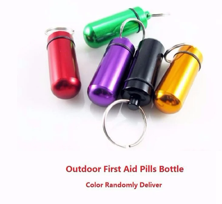 Outdoor pill bottles Aluminum keychain hanging bottle mini waterproof