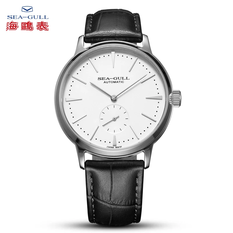 SEA-GULL Business Watches Men's Mechanical Wristwatches 50m Waterproof Leather Valentine Male Watches 819.12.6075