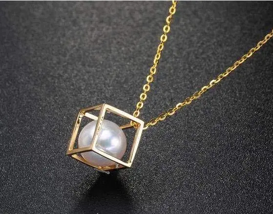 

elegant natural south sea white pearl lucky cube pendant necklace 18inch