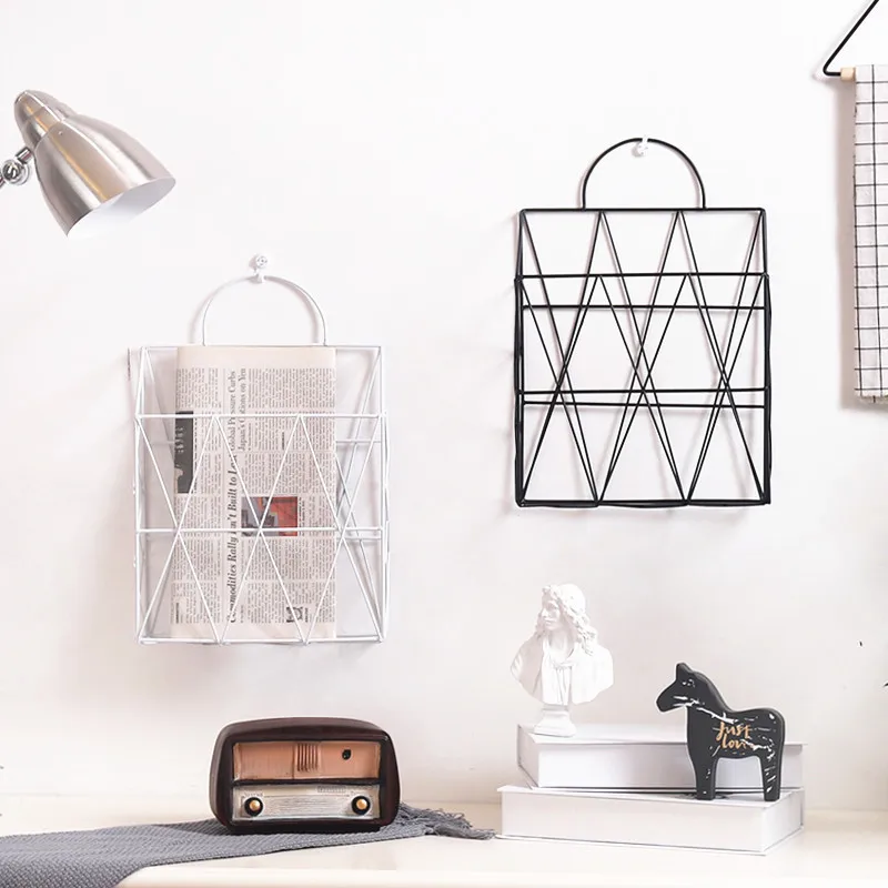 

Creative Nordic Style Multi-function Rose Gold Storage Basket Books Newspaper Storage Box Portable Hanging Storage Basket
