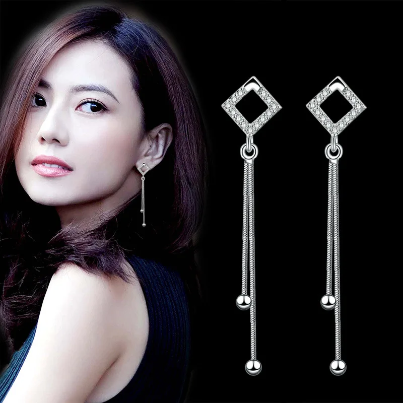 Dangle Earrings Women Female Korean Simple Earrings Tassels Long