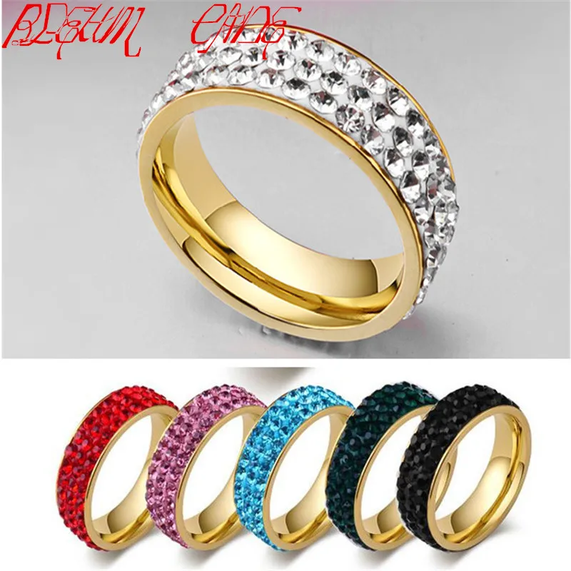 BLEUM CADE Titanium Steel Stainless Steel Jewelry Crystal Wedding Rings for Women