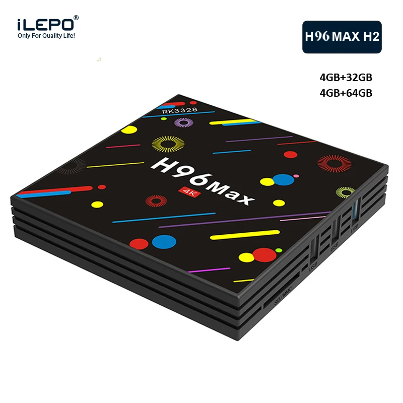 

iLEPO H96 MAX H2 Android 7.1 Smart TV Box Rockchip 3328 4G/32G 4G/64G 2.4G+5G Wifi Support 4K H.265 USB3.0 BT with free gift