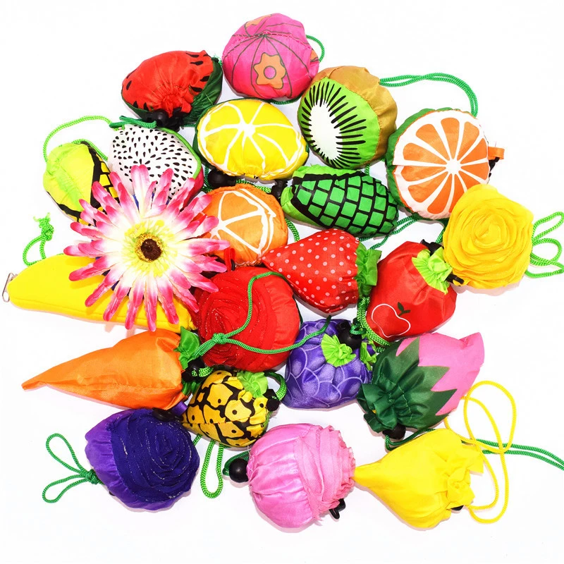 

60PCS / LOT Strawberry Foldable Green Environmental Storage Bag Reusable Tote Pouch Shopping Bag Fruits Tote Pouch