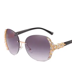 Женские роскошные солнцезащитные очки популярные овальной формы очки хорошего качества УФ-защита модные очки Bling солнцезащитные очки для