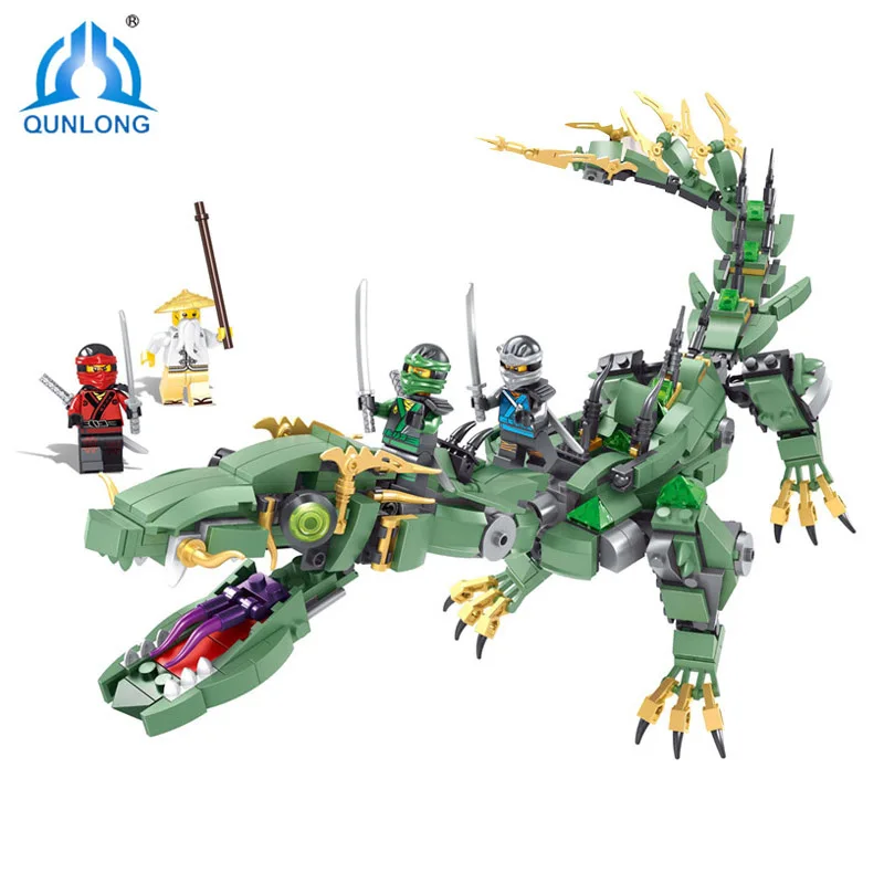 

Qunlong Ninjago Set Building Blocks Green Ninja Mech Dragon Lloyd Wu Garmadon Charlie Compatible With Legoe Movie Bricks Toys