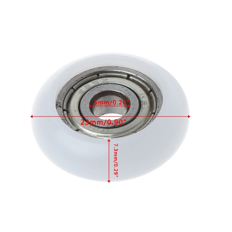 Sliding door rollers, window pulley, plastic bearing pulley, 5x23x7.3mm Nylon plastic carbon steel bearings pulley wheels, embedded groove, 10 Pcs
