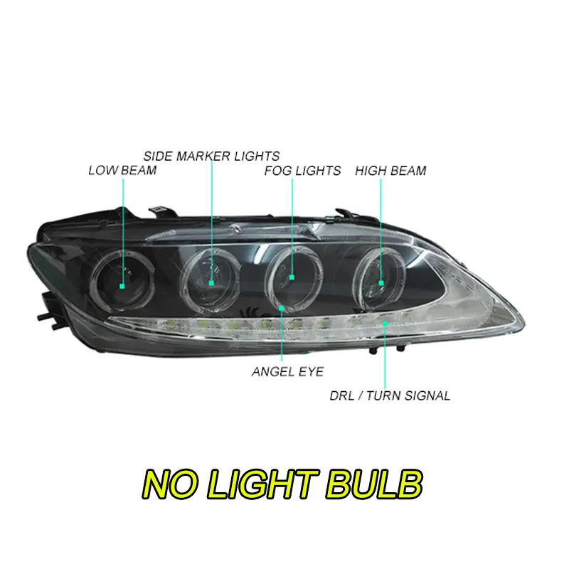 Автомобильный Стайлинг светодиодный HID Rio светодиодный чехол для фары на голову для Mazda 6 M6 фары 2003-2013 Биксеноновые линзы ближнего света - Цвет: No light bulb