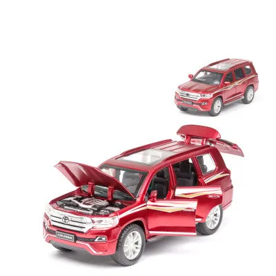Red Моделирование 1:32 Land Cruiser полицейского сплава модель, изысканный литьем под давлением 6 двери звук и легким задником-off модель автомобиля - Цвет: Red