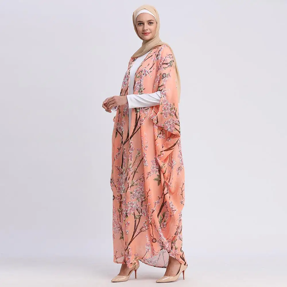 Платье Дубая ислам длинный летучая мышь цветочный кардиган мусульманское платье хиджаб Абая для женщин jilбаб Caftan турецкий ислам ic одежда
