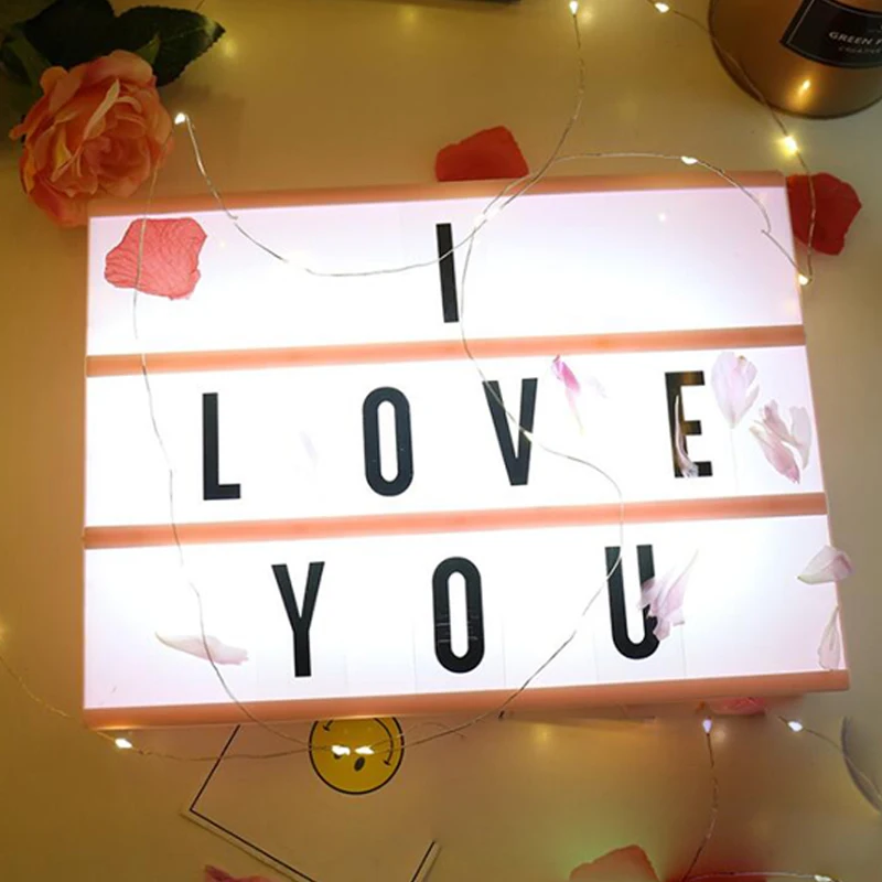 A4 Letter LED Light Box Night Lamp DIY Cinemabox Panel Advertising Light Letter Card Usb Art Desk Lights Gifts Christmas Lights (2)