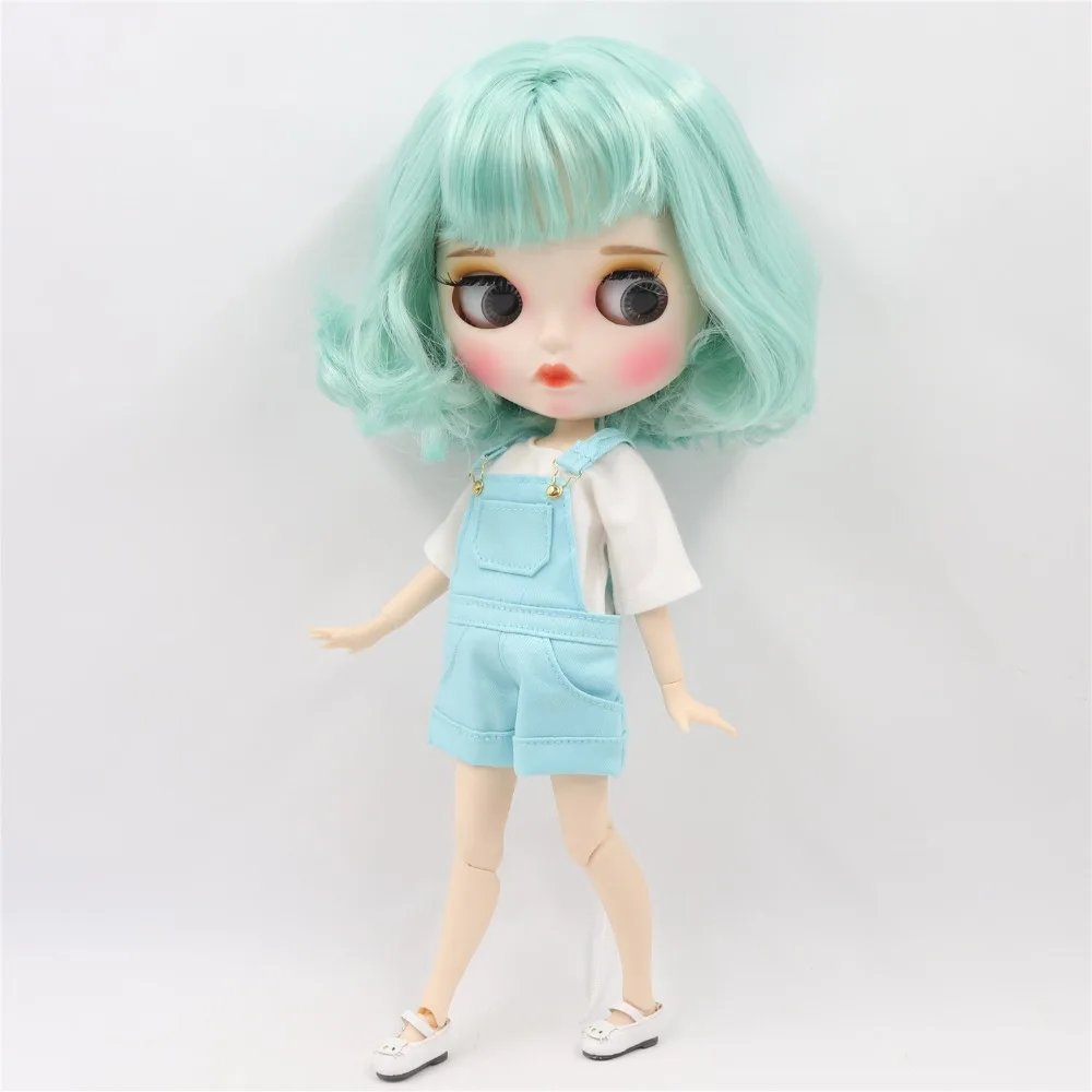 Neo Blythe Doll with Green Hair, White Skin, Matte Pouty Face & Custom Jointed Body 2