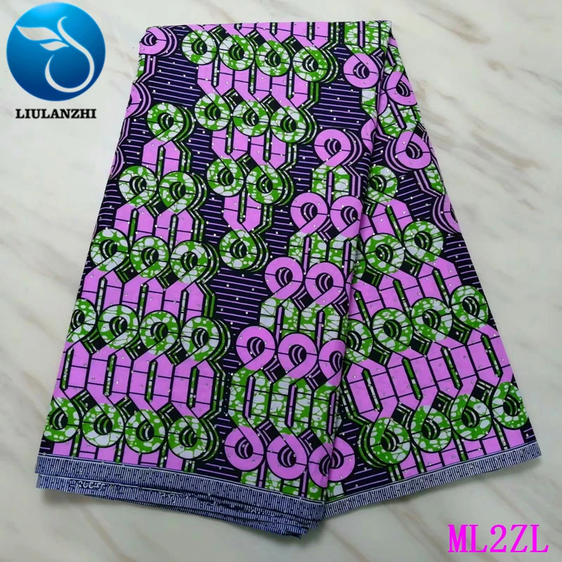 LIULANZHI Wax African Polyester Stones Ankara Printing Fabric for Dress Nigerian Wax Tissu 6 yards/Piece ML2ZL53