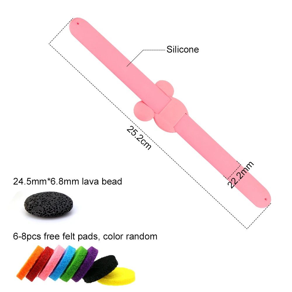 Милый силиконовый браслет с эфирным маслом, рассеиватель комаров, ювелирный Природный лавовый камень, регулируемый браслет
