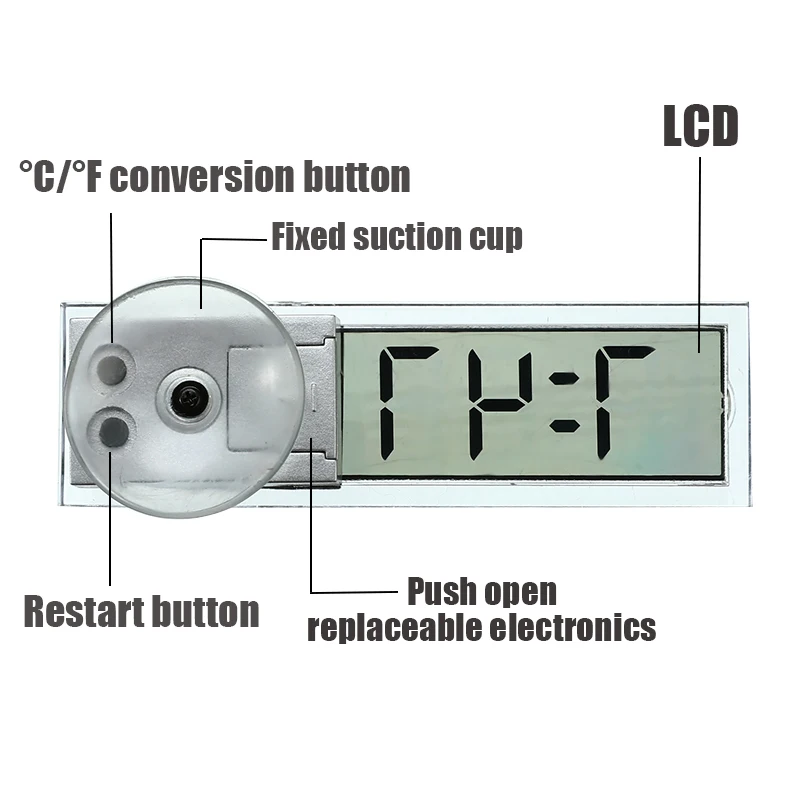 Дропшиппинг автомобильные электронные цифровые часы Жидкокристаллический Мини ЖК-дисплей украшение дома автомобильные часы с таймером с присоской