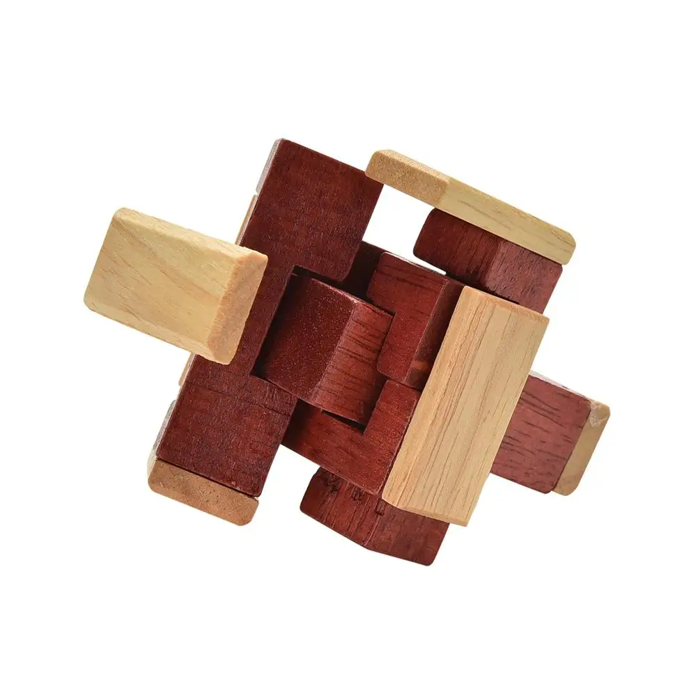 6 Sticks Mutual Affinity Kongming Luban Lock Chinese Wooden Brain Teaser Educational Adult Toys Puzzles