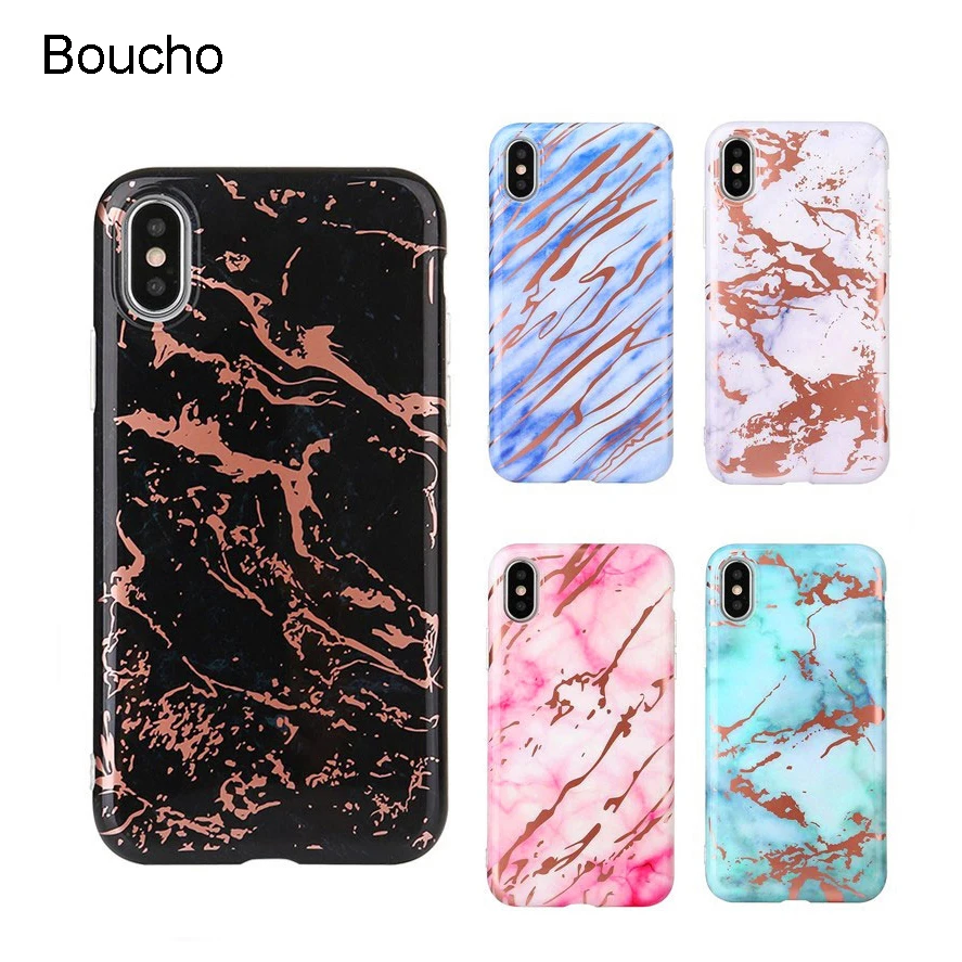Чехол для телефона Boucho Marble iphone X мягкие чехлы IMD 6 6s 7 8 Plus классический цветной