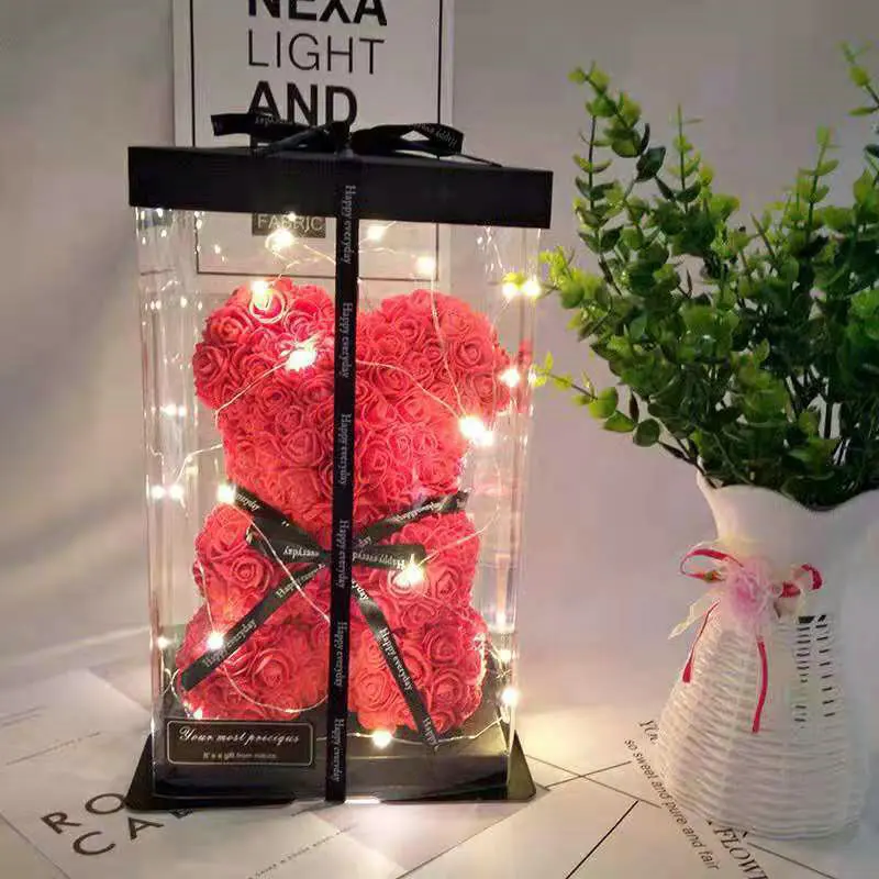 

Artificial Teddy bear Flower Bear Foam Rose Teddy Bear Boxes Wedding Party Decor Flowers Valentine's Day Gift Rose Bear