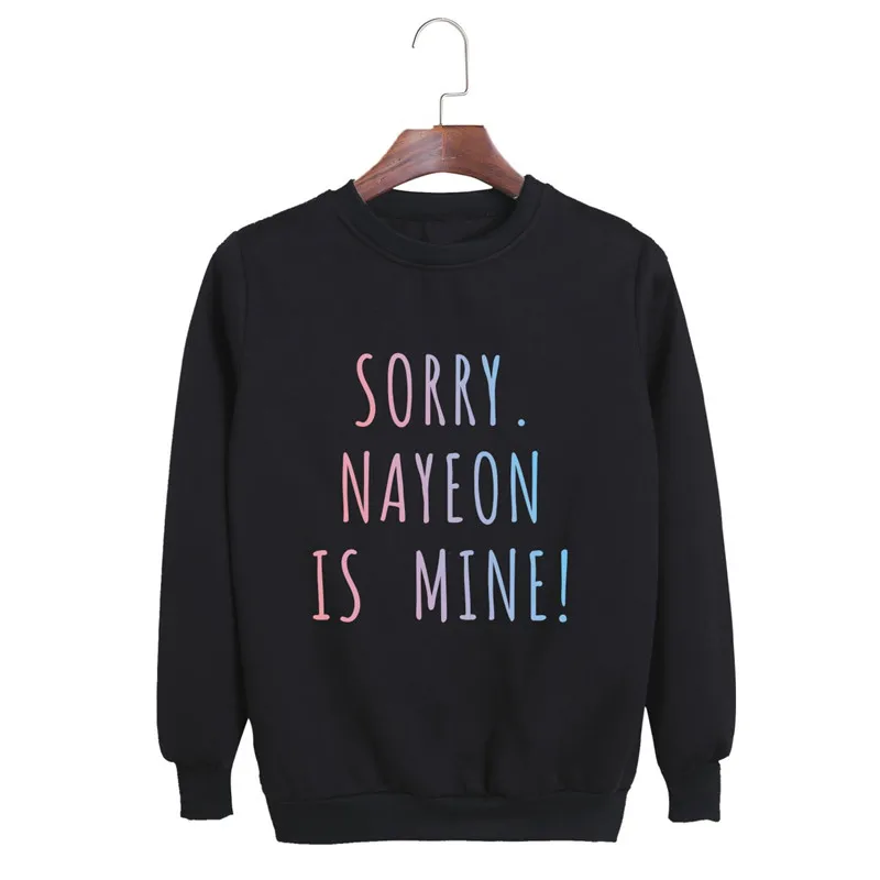  KPOP Sorry Twice is Mine Spoof Mischief Discoloration Laser O-Neck Cotton Hoodies Long Sleeve Tops 