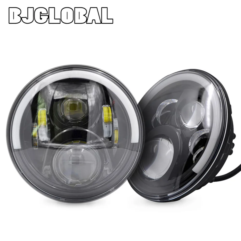 

BJGLOBAL 2Pcs 7" 60W LED Projector Daymaker Headlight DRL For Jeep Wrangler TJ JK Hummer H1&H2 Land Rover Defender 90 & 110