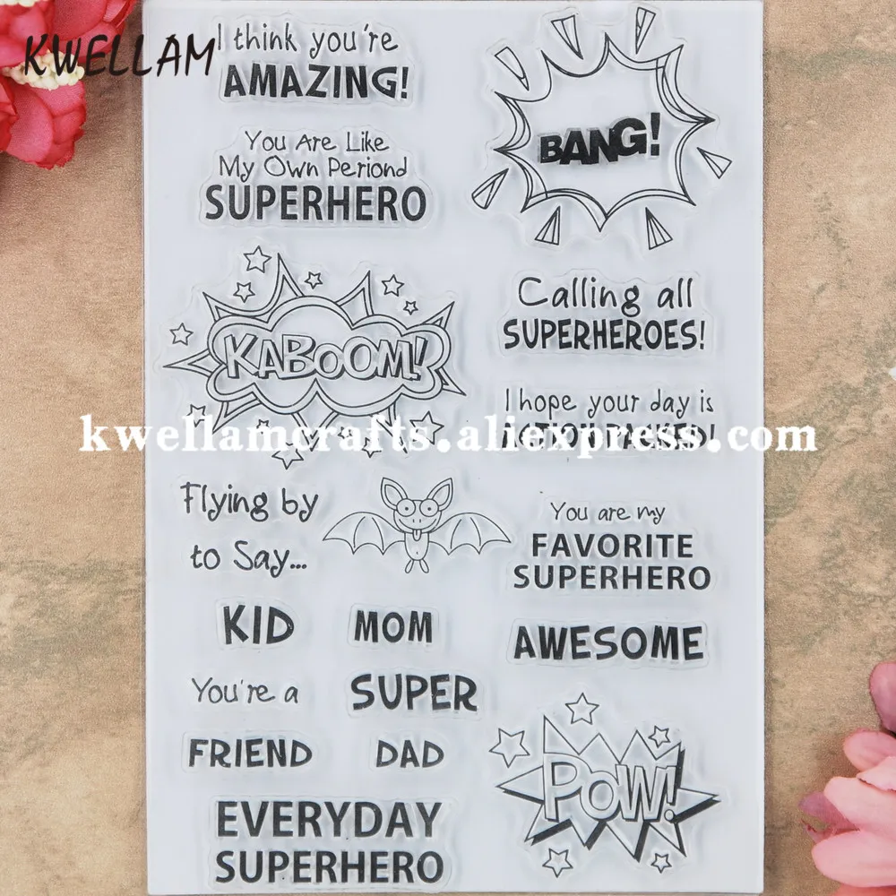 

Amazing Bang Superhero Super Mom Dad Friend Kaboom Scrapbook photo cards rubber stamp clear stamp transparent stamp 9052248