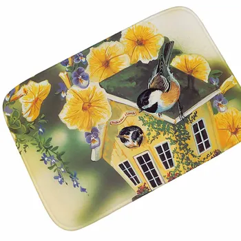 

Bird's Home Pattern Doormat Flannel Printing and Dyeing Floor Mat Non-slip Absorbent Rug Home Decoration Door Mat