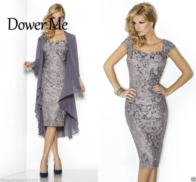 grey mother of the bride dresses knee length